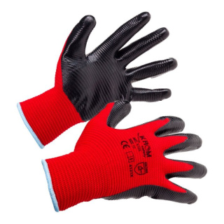 Mănuși protecție nitril roșu/negru K105